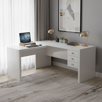 Escrivaninha Mesa Escritório em L com Me4106 3 Gavetas 154,8cm Branco