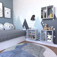 Conjunto 3 Nichos Prateleira para Quarto Infantil Cinza Cristal