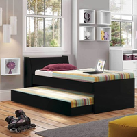 Cama Bicama Solteiro com Baú e Cama Auxiliar Preto