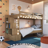 Beliche Infantil com Escada Nichos e Gavetas Aveiro Oak