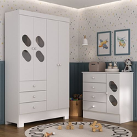 Quarto Infantil / Juvenil com Guarda Roupa e Cômoda Stella Branco
