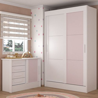 Quarto Infantil Completo Guarda-roupa 2 Portas 2 Gavetas com Cômoda Maya Espresso Móveis Branco/Rosa