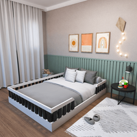 Cama Infantil Montessoriana Casal Sol Branco/Preto