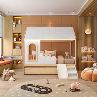 Bicama Infantil Casinha com Led, Janela e Escadinha New Garden Casatema Branco/Natural