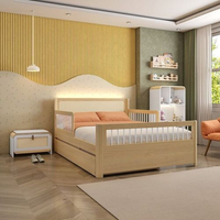 Bicama Casal Reversível com Estante em LED e Sapateira Infantil Wave Casatema Branco /natural