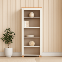 Estante de Livros Pés em Madeira Maciça 4 Prateleiras 78cmx178,2cm Ananda CabeCasa MadeiraOriginals Off White/Mel