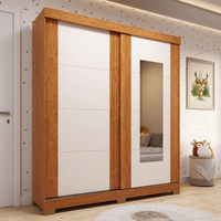 Guarda-roupa Infantil 2 Portas de Correr com Espelho 100% MDF 160cm Fantelli Espresso Móveis Cinamomo/Off White