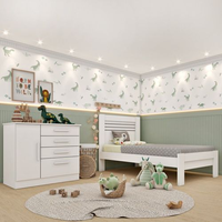 Conjunto Infantil com Cama 100% MDF e Cômoda Harmonia Espresso Móveis Neve