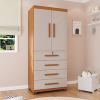 Guarda-roupa Infantil 2 Portas 4 Gavetas Anne Espresso Móveis Cinamomo / Off White
