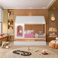 Bicama Infantil Casinha com Led e Janela New Garden Casatema Rosa/Natural