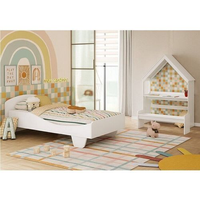 Quarto Infantil com Cama Mesa Casinha e Banco Olívia 100% Mdf Espresso Móveis Branco Brilho