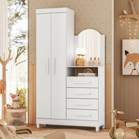 Guarda Roupa Cômoda 04 Gavetas e 02 Portas Infantil Amora Quadriflex: Branco, Rosa, Azul e Titanium