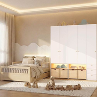 Guarda-roupa Modulado e Bicama Casal Reversível Infantil Wave Casatema Natural/Branco