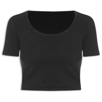 Blusa Feminina Cropped Rib - Preto