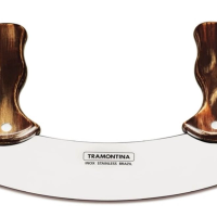Mezzaluna Tramontina Polywood Aço Inox Cabo Castanho