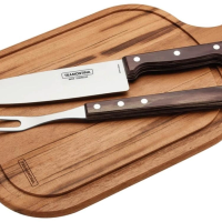 Jogo De Churrasco Tramontina Polywood Castanho E Tábua 3 Peças