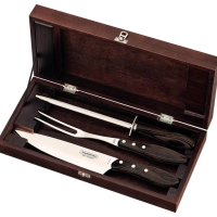 Jogo De Churrasco Tramontina Polywood Castanho E Estojo 4 Peças