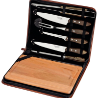 Jogo De Churrasco Tramontina Polywood Castanho 8 Peças