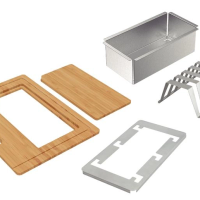 Kit Para Pia Tramontina Design Collection Acessórios Em Inox E Tábua Em Madeira Vazada 42x32cm