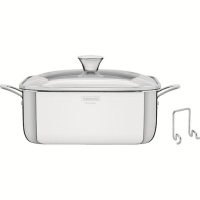 Caçarola Tramontina Grano Quadrada Aço Inox Com Suporte Para Tampa De Vidro 7,3 Litros