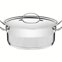 Caçarola Rasa Tramontina Professional 20cm Em Aço Inox Com Detalhe Satinado