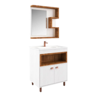 Conjunto de Banheiro São João Nice, Marrom e branco, 60 CM