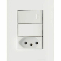 Conjunto 4x2 1 Interruptor Simples 10 A 250 V 1 Tomada 2P+T 10 A 250 V Tramontina Giz