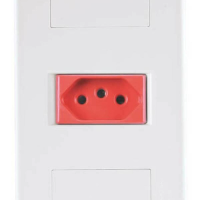Conjunto 4x2 1 Tomada 2P+T 20 A 250 V Tramontina Tablet Branco E Vermelho
