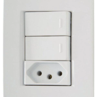Conjunto 4x2 2 Interruptores Simples 10 A 250 V 1 Tomada 2P+T 20 A 250 V Tramontina Liz