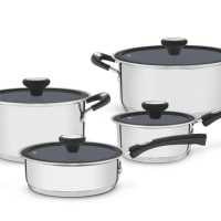 Jogo De Panelas Tramontina Solar Ceramic Inox Com Revestimento Cerâmico Grafite 4 Peças