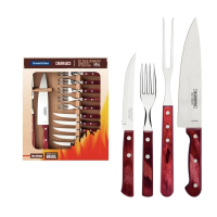 Jogo De Churrasco Tramontina Aço Inox Polywood Vermelho 14 Peças
