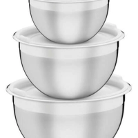 Jogo De Potes Tramontina Cucina Aço Inox Com Tampa Plástica 3 Peças