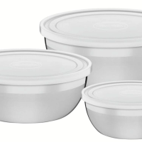 Jogo De Potes Tramontina Freezinox Com Tampa Plástica 3 Peças Práticos Para Cozinha