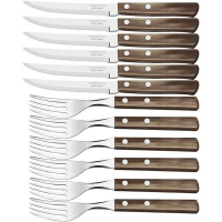 Jogo De Churrasco Tramontina Aço Inox Polywood 12 Peças Cabo Castanho