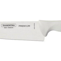 Faca Chef Tramontina Premium Com Lâmina Em Aço Inox E Cabo De Polipropileno Branco 8"