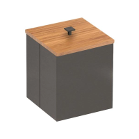 Lixeira Inox Luz Black Matte Com Tampa De Bambu Tramontina Acetinado 4,5 L