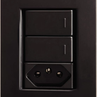 Conjunto Tramontina 4x2 Com 2 Interruptores Simples 10 A 250 V E 1 Tomada 2P+T 10 A 250 V Liz Grafite