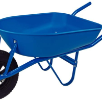 Carrinho De Mão Tramontina Caçamba Rasa Em Plástico Azul 50 Litros Braços Em Aço