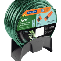 Mangueira Flex Tramontina Em PVC Verde 3 Camadas 25m Com Engate Rosqueado, Esguicho E Suporte