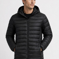 Jaqueta Masculina Puffer Com Capuz - Preto
