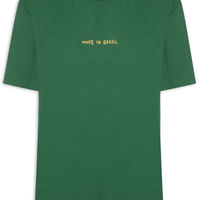 Camiseta Masculina Made In Brazil Bordado Verde