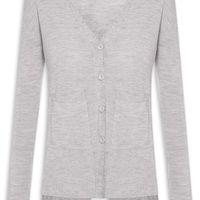 Cardigan Feminino Fenda Puro Cashmere Light - Cinza