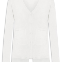 Cardigan Feminino Fenda Puro Cashmere Light - Branco