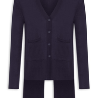 Cardigan Feminino Fenda Puro Cashmere Light - Azul