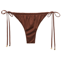 Calcinha De Biquíni Brasileira Com Amarração Shiny Satin - Marrom