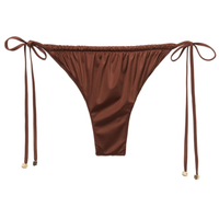 Calcinha De Biquíni Brasileira Com Amarração Shiny Satin - Marrom