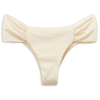 Calcinha De Biquíni Brasileira Com Drapeado Shiny Satin - Off-White