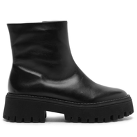 Bota Feminina Cano Médio Tratorada Zíper - Preto