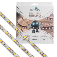 Fita De Led Super Brilho 12W Por Metro 12V Irc80 5M - LED BRANCO FRIO (6000K)