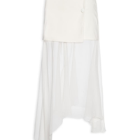Saia Midi Com Pala Em Seda Pura - Off White
